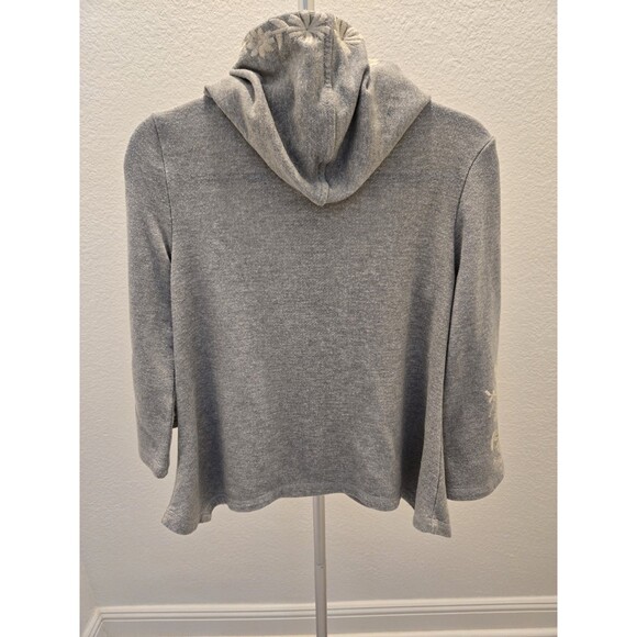 Newbury Kustom Gray Floral Embroidered Zip Up Hoodie Sweatshirt Cottagecore Boho - Picture 9 of 12